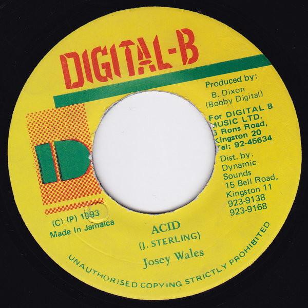 

7inch Record JOSEY WALES - Acid NONE Digital-B 1993 Jamaica Reggae, Ska & Dub Used