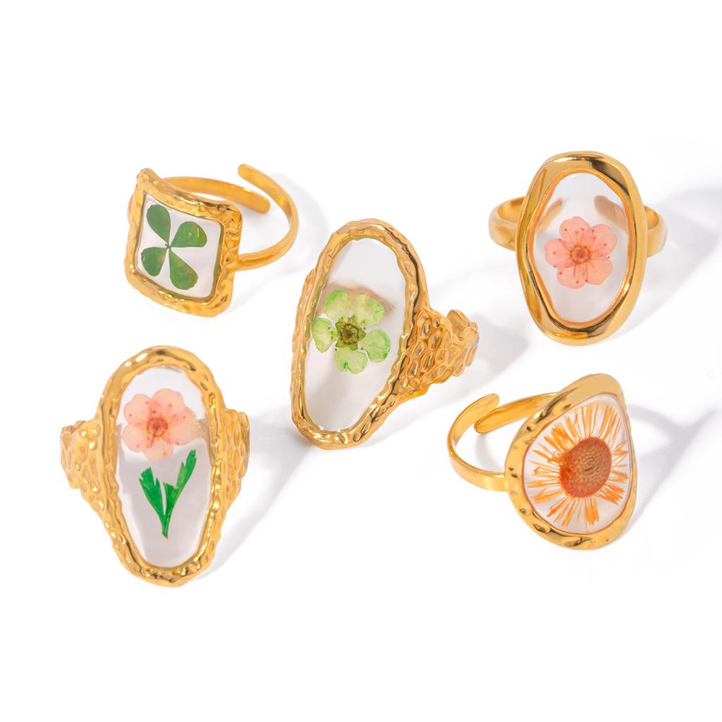 Yori Arrivals Eternal Flower Fashion Classic Open Ring 18K PVD Plated Clothing Accessories Waterproof Fashion Jewelry Gift