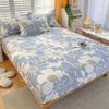 Blue White Floral Pattern Fitted Sheet Set Abstract Flowers Cotton Bedding Set Skin-friendly Non-slip Bedspread with Pillowcases