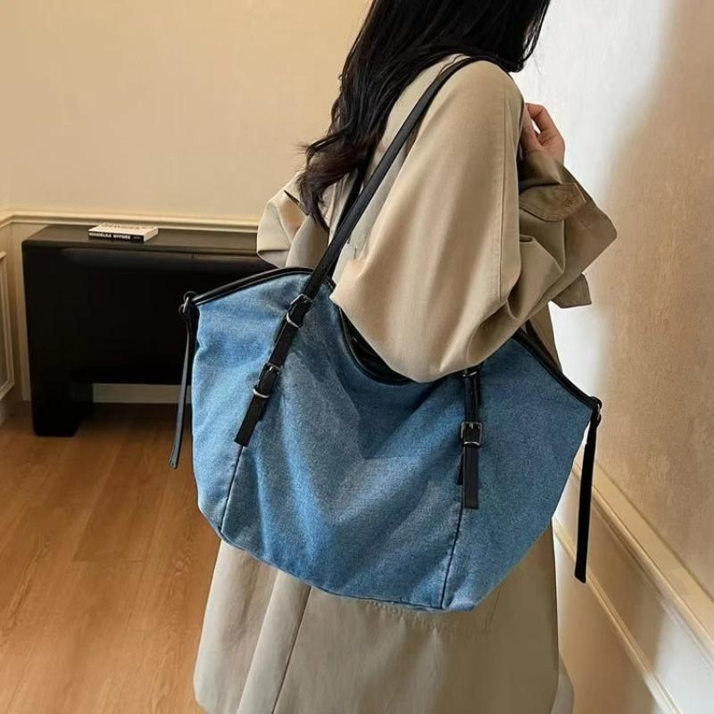 Vintage Denim Tote Bag, Retro Large Capacity Shoulder Bag, Women's Casual Handbag & Shopping Bag Women Handbags