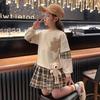 2024 College Style Plaid Skirt Set for Big Girls – Trendy Two-Piece Outfit