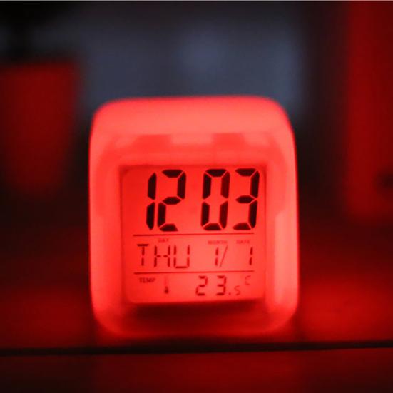 Digital Clock Multifunctional Temperature Display Alarm Clock Square Color Changing Electrical Alarm Clock for Office