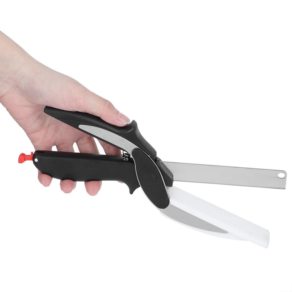 2 In 1 Stainless Steel Food Vegetable Cutter Knife Scissors Home Kitchen Accessory