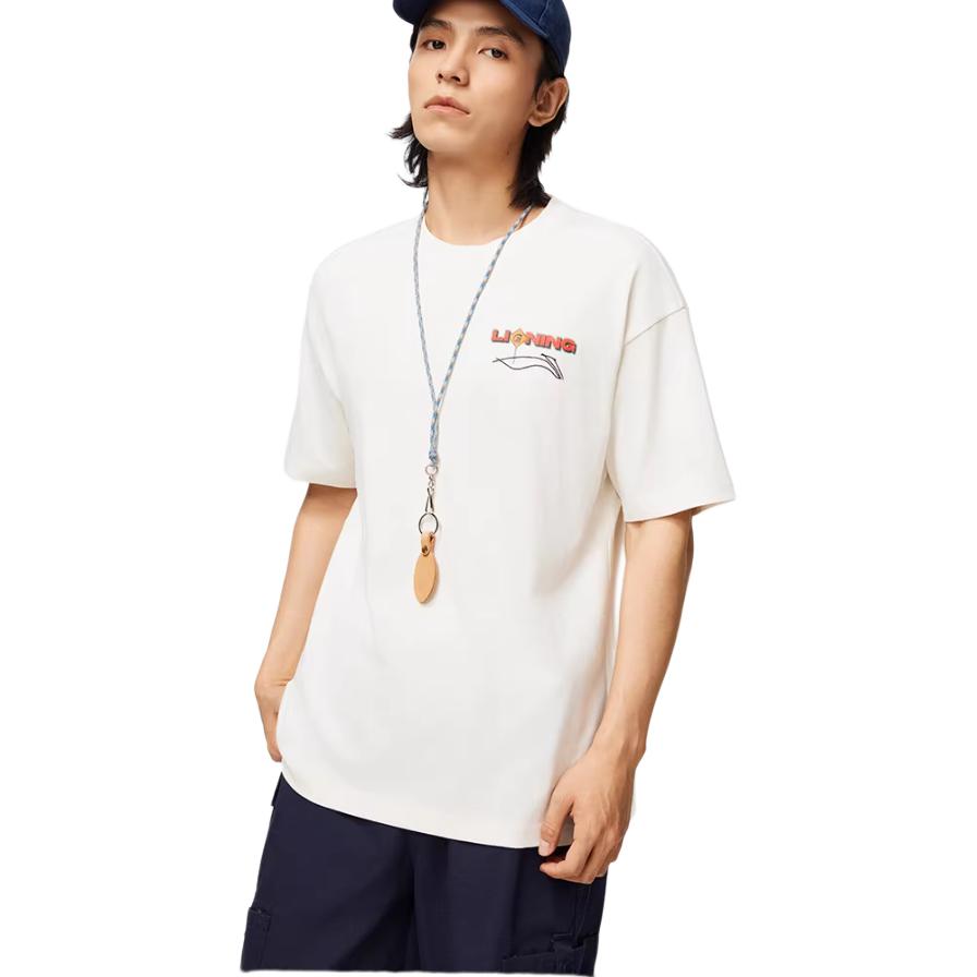 Li Ning Skateboard T Shirt Men's Ecru AHSU017-3