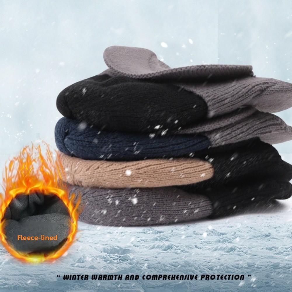 Fashion Ear Protection Men Knitted Cap Keep Warm Casual Beanies Hat Knit Wool Short Brim Ski Earflap Hat for Men Women