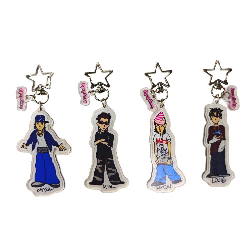 Apopgong Unisex × Lngshot 4Show Boshow Vintage Hip-Hop Style Cartoon Acrylic Keychain