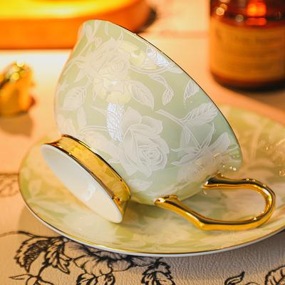 Embossed Flower European Ceramic Bone China Coffee Cup Saucer Set Retro Afternoon Tea Tea Set Tea Cup Gift Box Set