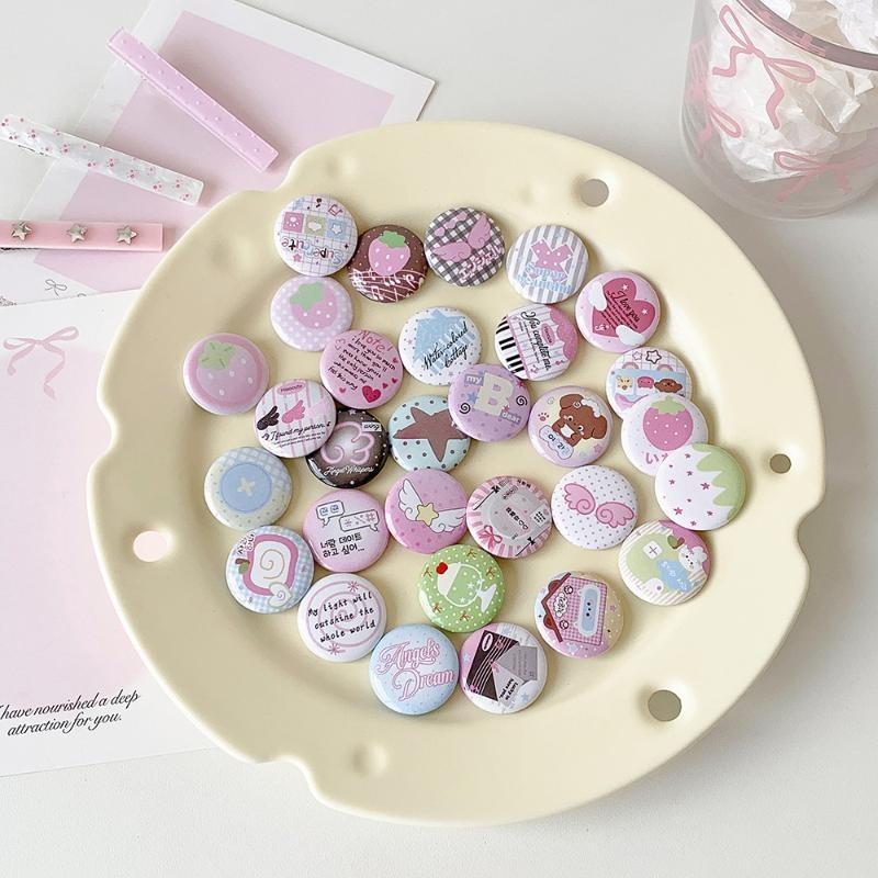 6Pcs Cute Kawaii Cartoon Button Badges Assorted Pastel Designs Smooth Surface For Backpack Decoration Diy Crafts Gifts For Teen