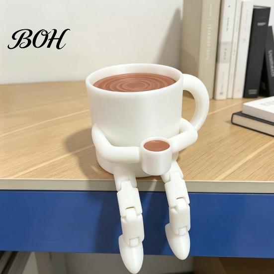 Fine Texture 3D Print Printed Articulated Coffee Cup Figure, Movable Joint Desk Statue, Cute Cafe Decoration Ornament Bean Ornament, Creative