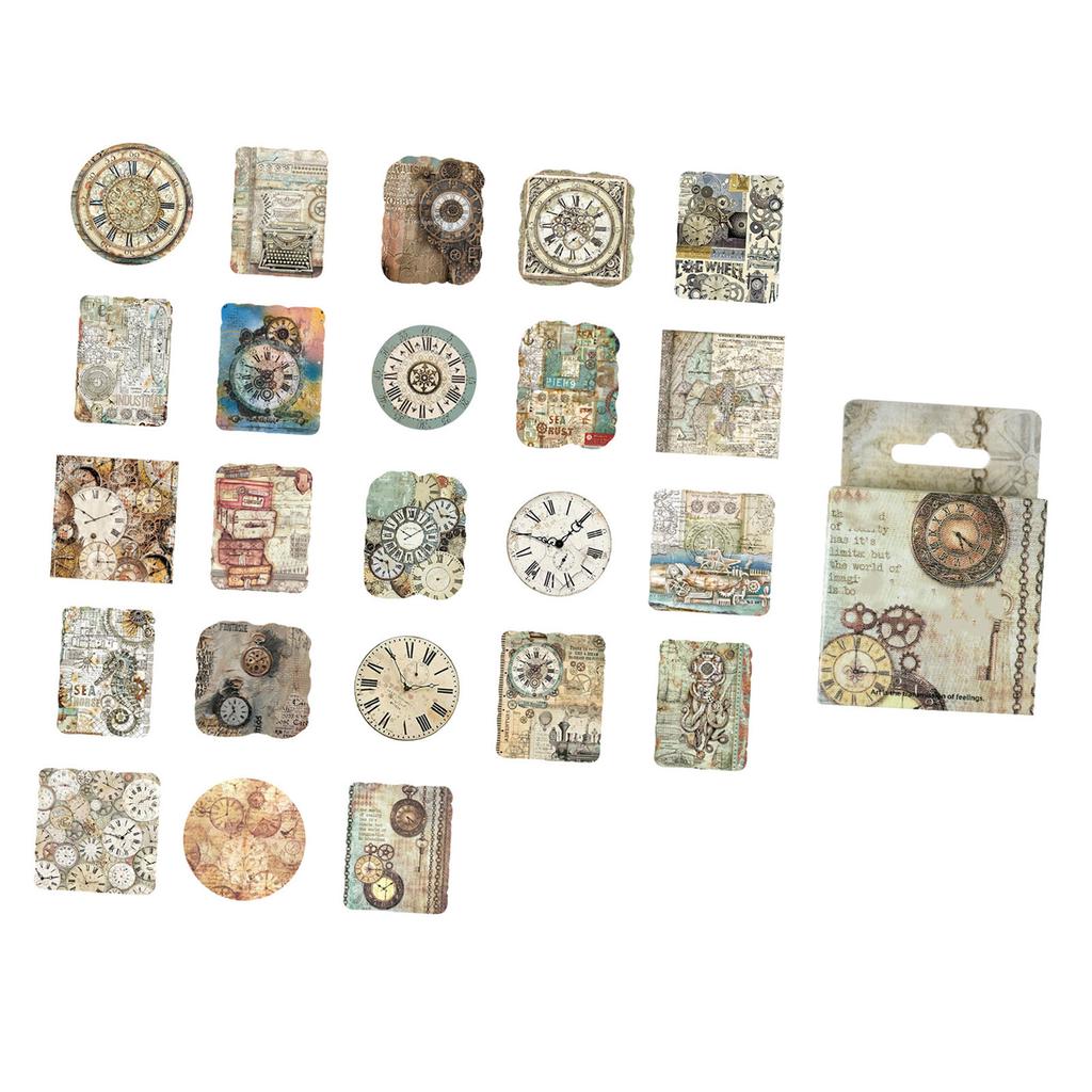 46pcs Diary Decorative Decal Self Adhesive Vintage Clock Pattern Diary Stickers for Handbooks Notebooks Albums Theory