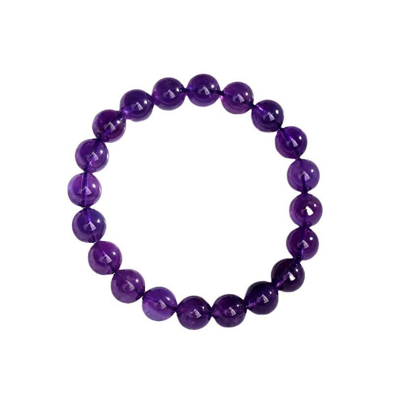 Natural Amethyst Bracelet with Deep Purple Translucent Beads - Women's Imitation Uruguay Crystal Bracelet