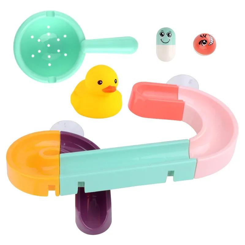 Baby Diy Assembling Track Slide Suction Cup Toys Bath Tub Toys Baby Bathroom Bathtub Shower Toy Set Duck Water Toys For Children