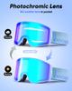 Odoland Photochrome Schneebrille mit Spiegel OTG Brille UV400 Automatisch Stoßfest Erwachsenengröße Farbwechselnde Gläser, Beschlagschutz, Kompatibel, Schutz,