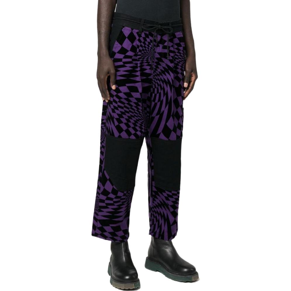 Vans Retro Color Block Abstract Pattern Printed Straight Leg Casual Pants Men Bottoms Black Purple VN0000H2Y8A