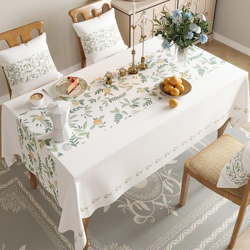 Rectangular Waterproof Cotton Linen Table Cover Flower and Bird Printed Tablecloth Anti Slip Wear-resistant Home Desktop Cover