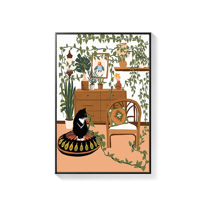 Bathroom Decorative Painting Cat American Retro Toilet Bathroom Canvas Painting Wall Art Poster for Modern Bathroom Home Decor