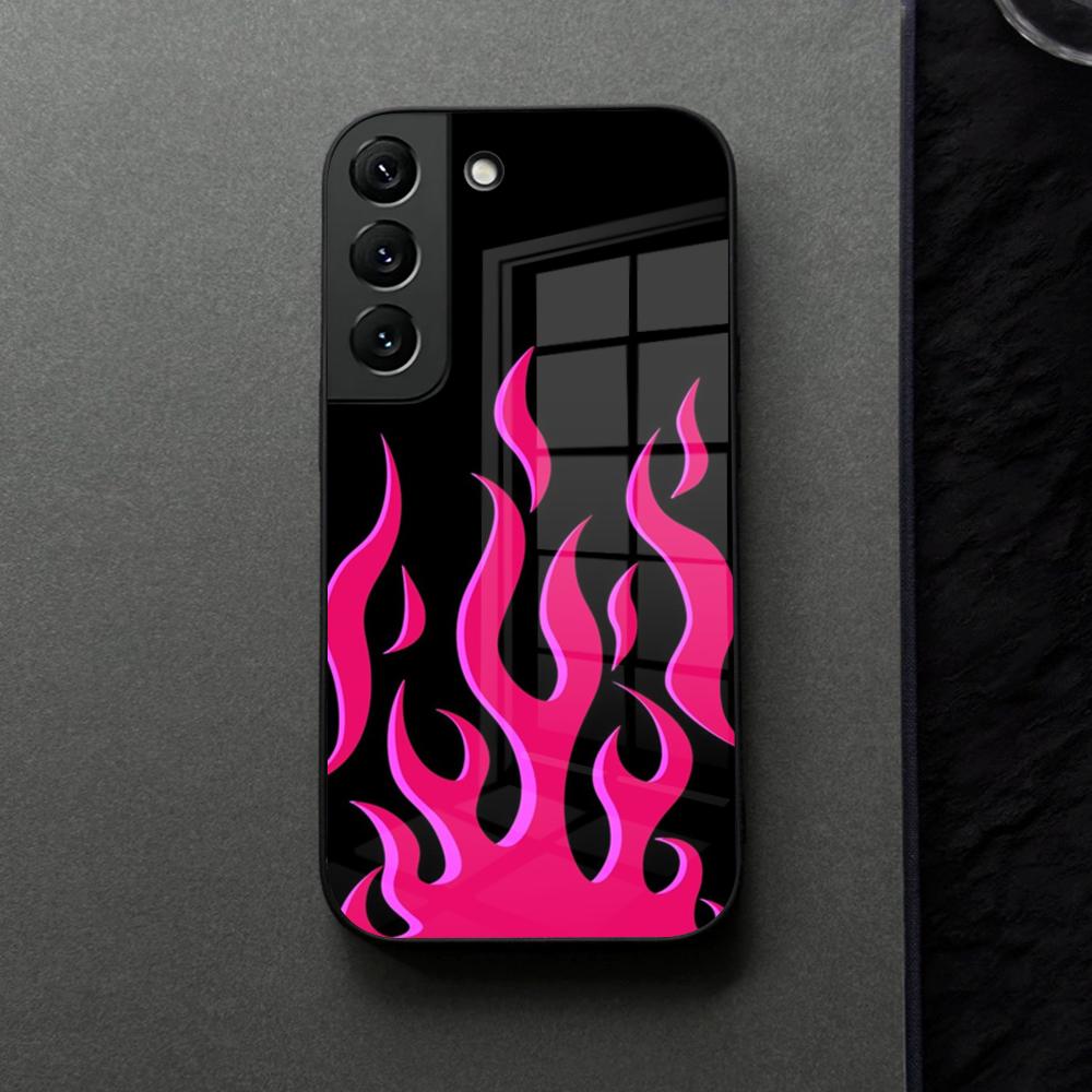 Fashion Flame Pattern Phone Case Glass For Samsung Galaxy S21 S26 S25 S22 S20 S24 S23 Ultra Fe Plus A16 A34 A54 A24 Coque