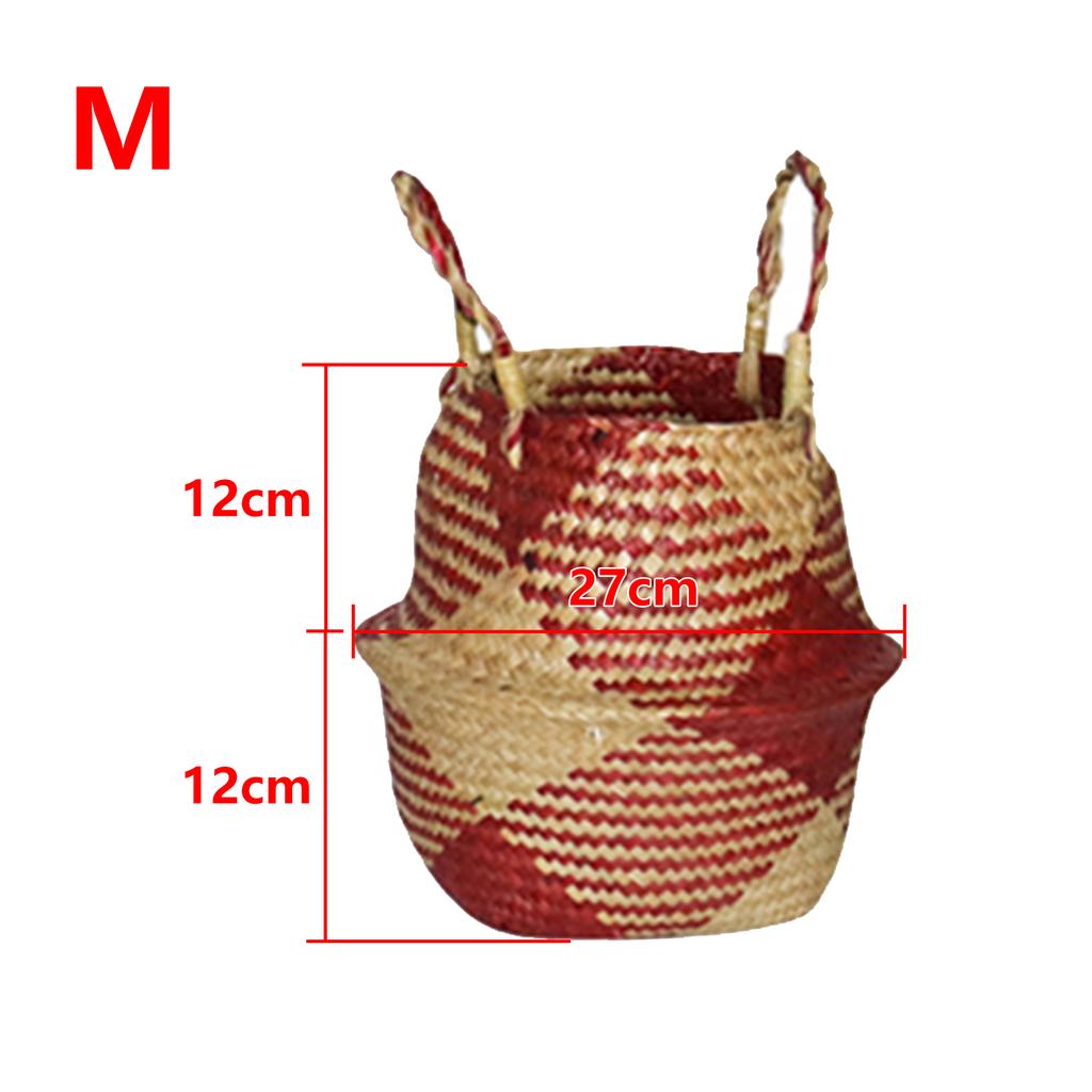 Seaweed Woven Flower Basket Woven Belly Basket Woven Basket Storage Basin Belly Basket Storage Flower Pot Basket