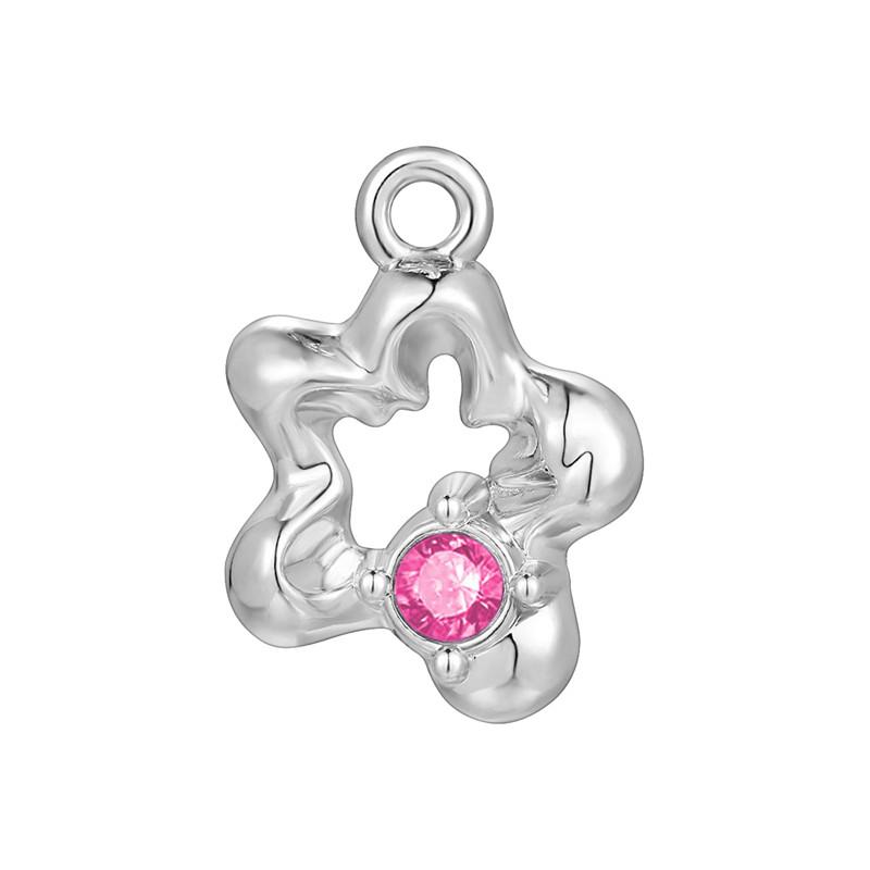 Stainless Steel Charms Crystal Zircon Cherry Moon Star Heart Bow Knot Sun Pendant Beads For Jewelry Making Woman DIY Accessories