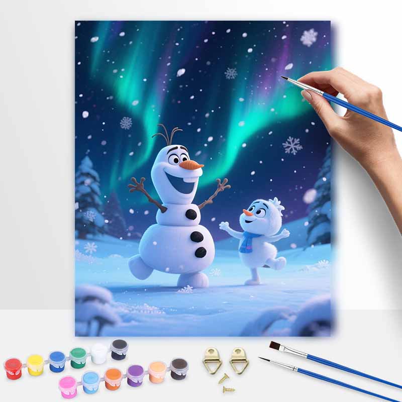 Disney Olaf Snow Night Aurora Oil Painting Digital Painting Art Kit Handmade Diy Gifts Home Decorations