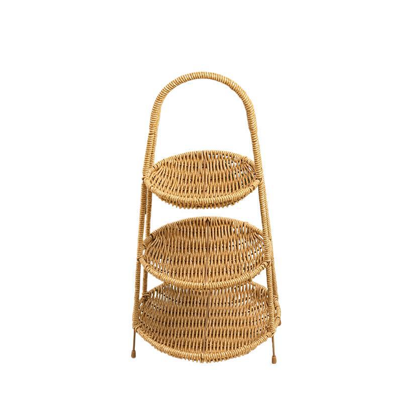 Fruit Tea Tray: Multi-layer Basket, Snack Plate, Brazier for Boiling Tea, Dried Fruit Display, Imitation Rattan Weave, Perfect for Afternoon Tea.