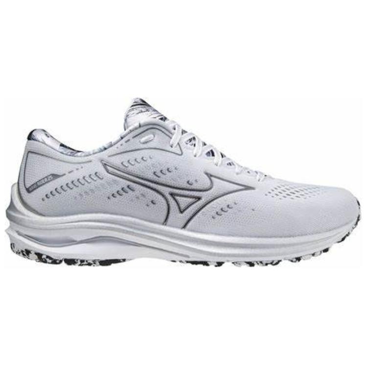 Mizuno Wave Rider 25 Fabric Synthetic Leather Slip Resistant Durable Breathable Low Top Rubber Casual Men Sneaker Silver Gray J1GC217493