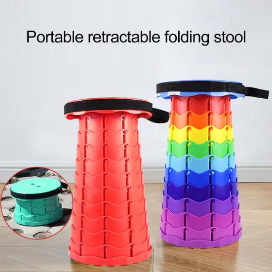 Collapsible Folding Stool Lightweight 440lbs Load Capacity Portable Camping Stool Retractable Telescoping Stool Foldable Footrest for Camping Fishing