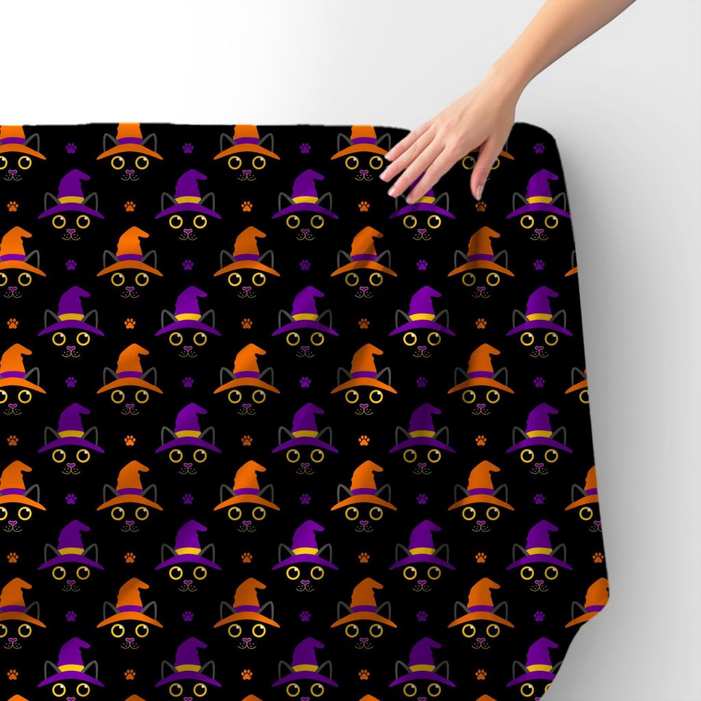 Royal Samt Stoff Polyester Zum Nähen - Motiv Schwarze Katzen In Einem Hut