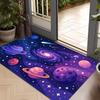 1pc, 2D Flat Printing, Dreamy Starry Sky Planet Entrance Doormat, Entryway Door Mat for Home Use, Non-Slip Machine Washable Easy-to-Clean Polyester Ma