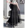 Gonna Lunga in Rete di Misto Cotone con Pieghe per l'Estate Casual da Donna