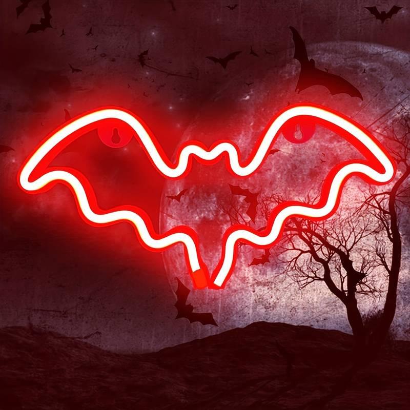 Halloween Decoration Lamp LED Moon Bat Neon Lamp Festival Neon Light For Bedroom Party Wall Home Hanging Decor Adult Kid Gift