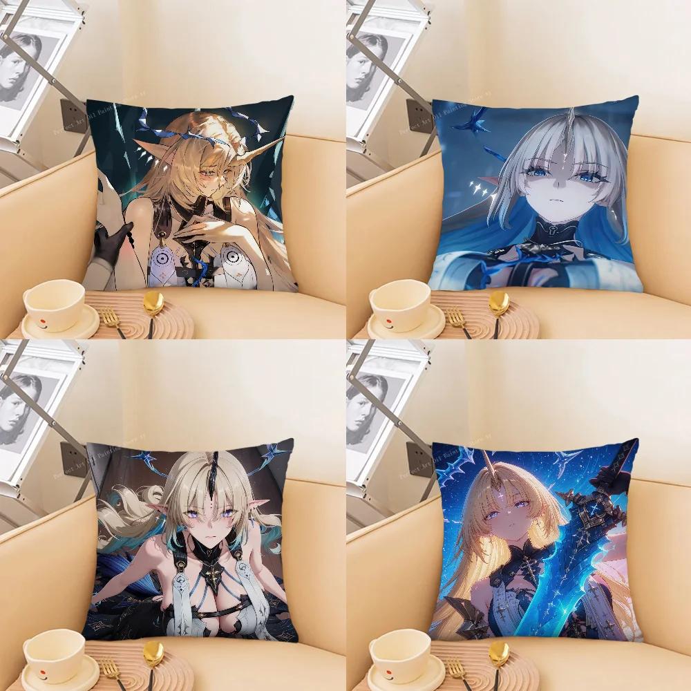 Fleurdelys Anime Game W-Wuthering Waves Pillow Case Square Pillow Bedroom Sofa Leisure Comfort Living Room Home Decoration 40X40
