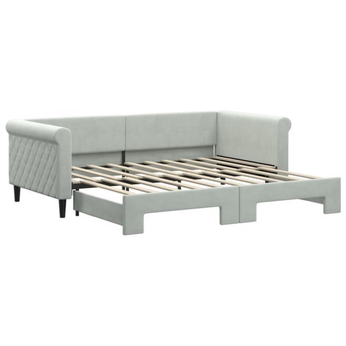 VidaXL Lit de jour avec lit gigogne gris clair 90x190 cm velours 3197784