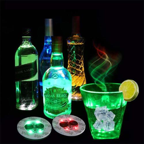 20pcs Multicolor LED Bar Light Up Coasters for Drink Cups, Wine Liquor Bottles, Atmosphere Lights, Stickers for Kitchen Accessories