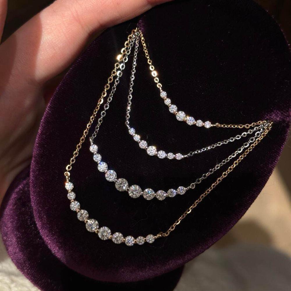 Moissanite Smile Necklace Fashion Zircon Pendant Chain for Women Elegant Layering Jewelry Gift