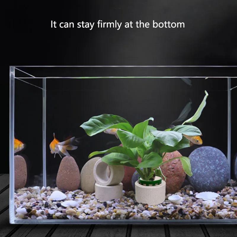 Aquarium Decoration Ceramic Fish Tank Plant Fixing Pot Polka Water Plants Potted Planting Cylinder Cup Aquarium Accessories