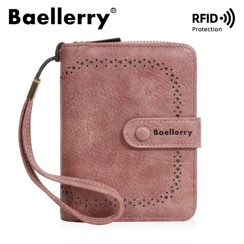 Baellerry RFID Anti Theft Protection Zipper Card Holder for Women Ladies Fashion Money Packs PU Leather Purse Wallets