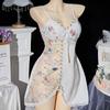 Embroidered Women's Pajama Dress Thin Lace Bow Slim Sling Nightgown  Party Club