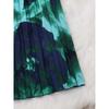 Women's Summer Wooden Ear Edge Patchwork Belt Buckle Decorative Pleated Waist Tie-dye Vintage Print Dress
