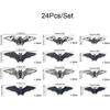 24Pcs Halloween Bat Wall Decor Living Room 3D Halloween Home Decor Gothic Hollow PVC Wall Decorations Horror Black Bat Stickers for Classroom Decor