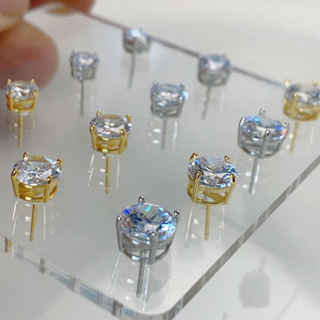 

Серьги-гвоздики из стерлингового серебра S925 с кубическим цирконием в четырехлапковой оправе, модный дизайн с золотым покрытием 2mm Platinum