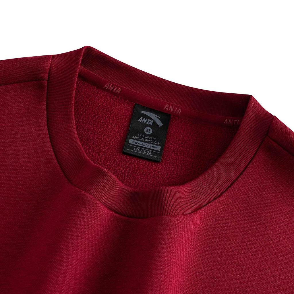 Anta Warm Fleece Pullover Sweatshirt Men Tops Lychee-Red 952618708-6
