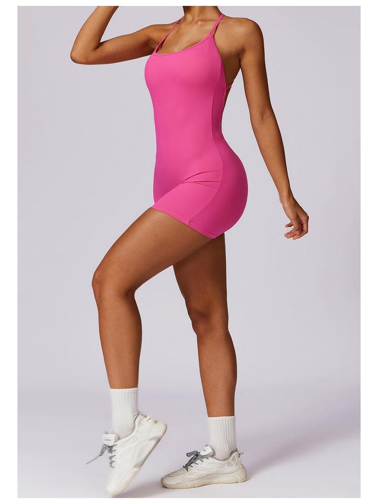 Dámská evropská a americká vysoce intenzivní nahá jógová kombinéza s vycpávkami na hrudníku