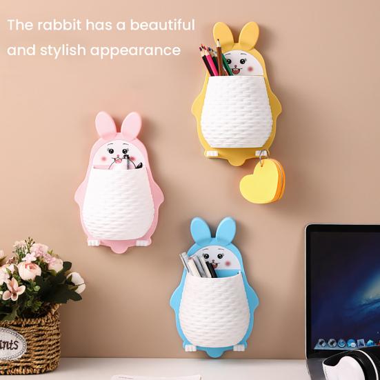 Nástěnný úložný box Králík Nástěnný kreslený úložný regál Králík Vodotěsný organizér na zubní kartáčky pro kuchyňskou koupelnu Kosmetické nástroje