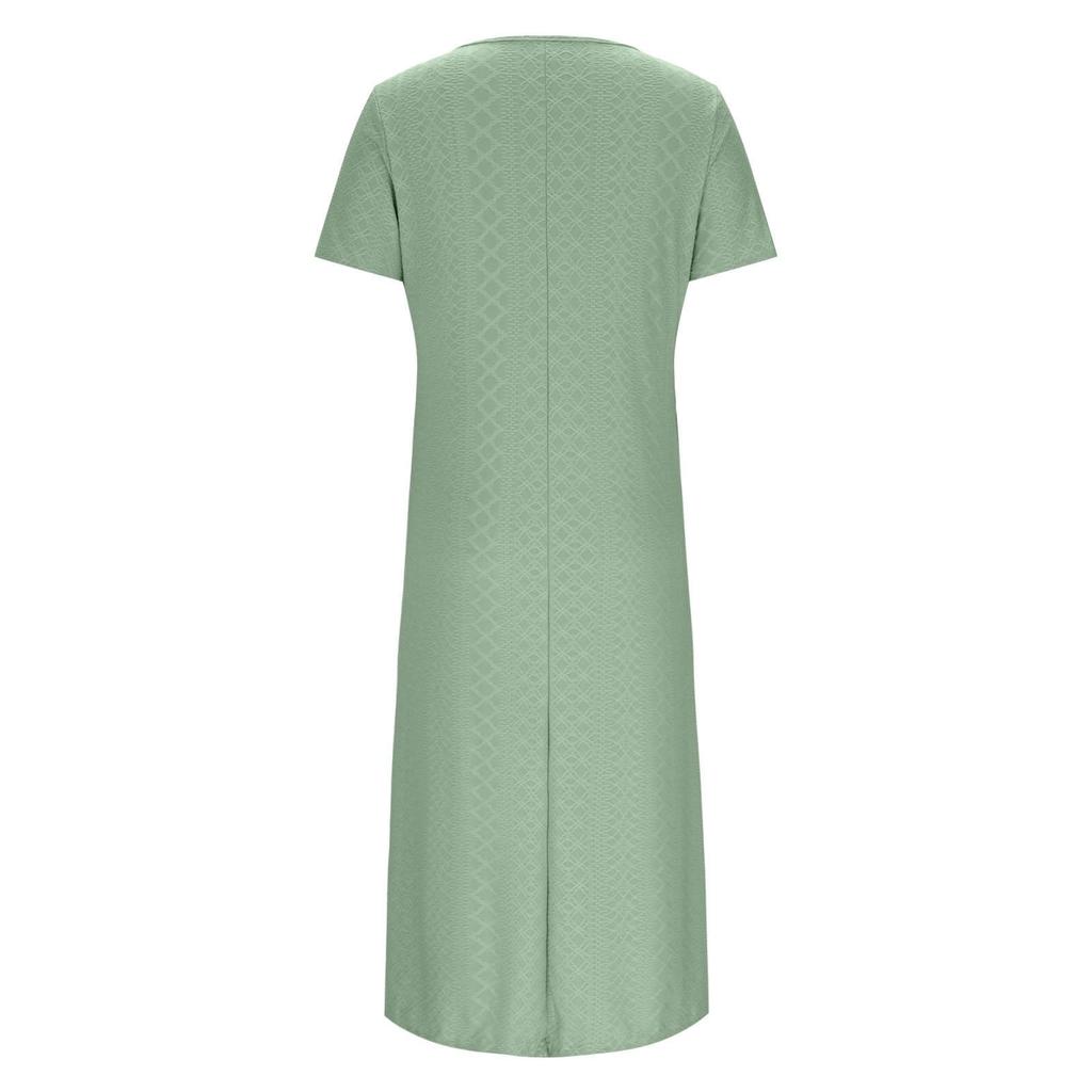 Women's Fashion Casual Solid Color V Neck Short Sleeve Dress
