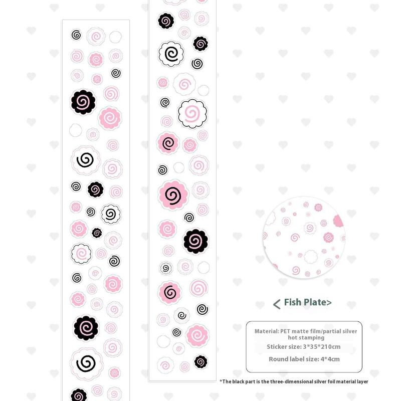 Alphabet Star Clover Fish Cake Tape PET Sticker INS Style DIY Decorative Tape Planner Diary Ledger Decoration Supplies Scrapbook