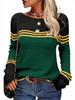 2025 European American Striped Color Block Knit Sweater: Autumn/Winter Women's Fashion Pullover