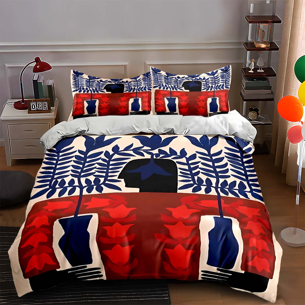

Leafy vase motif Bedding Duvet cover sets Duvet covers Pillowcases gifts (1 * Duvet Cover 2 * Pillowcases, without duvet insert) 135x200cm
