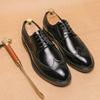 New Men's British Block Carved Leather Shoes Business Dress Shoes Fashion Casual Leather Shoes Low-top Lace-up Single Shoes