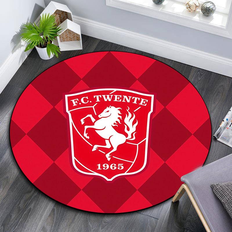 FC Twente Enschede pattern round rug,Carpet Rug for Living Room Bedroom Playroom ,Non-slip Floor Mat,Holiday Gifts and Birthday Gifts.